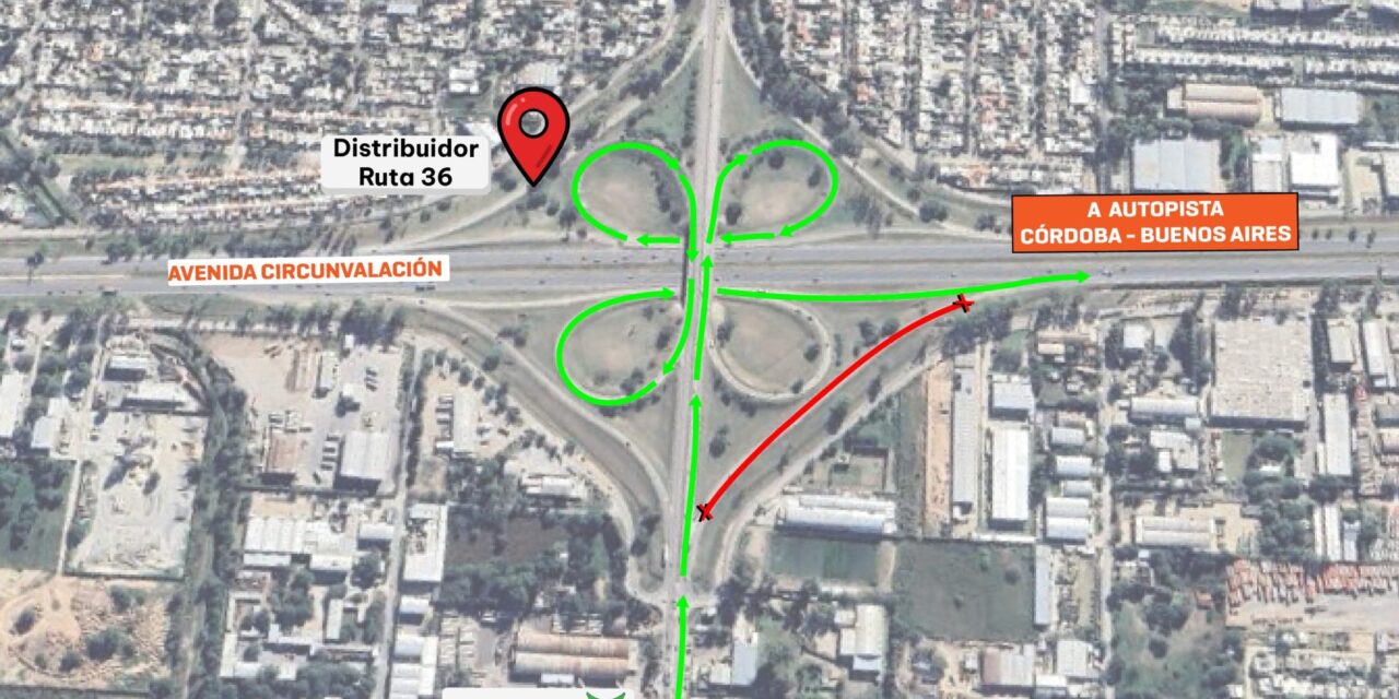 Desvíos en Circunvalación por obras en el distribuidor de Ruta 36